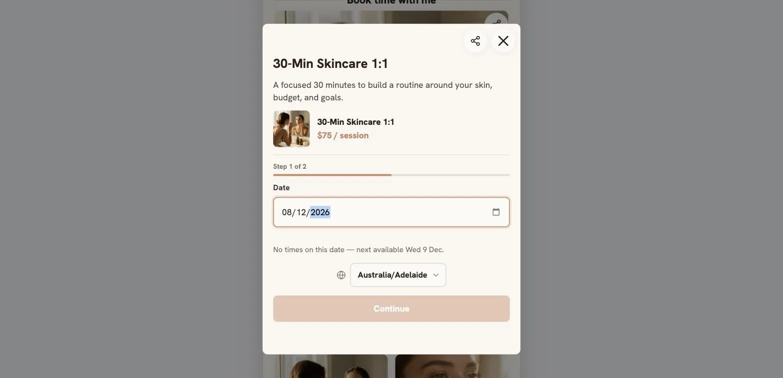 Screenshot — booking-flow