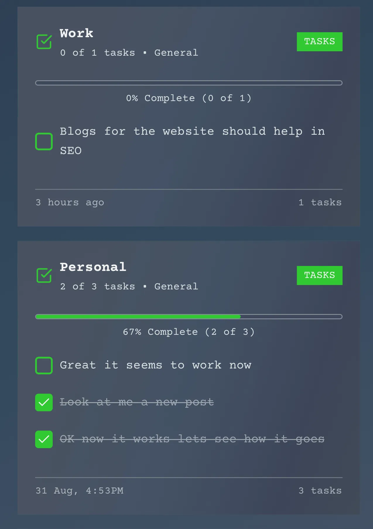 Screenshot — tasks