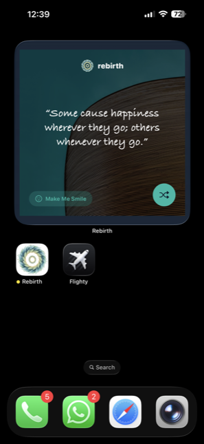 Rebirth Widget on Home Screen